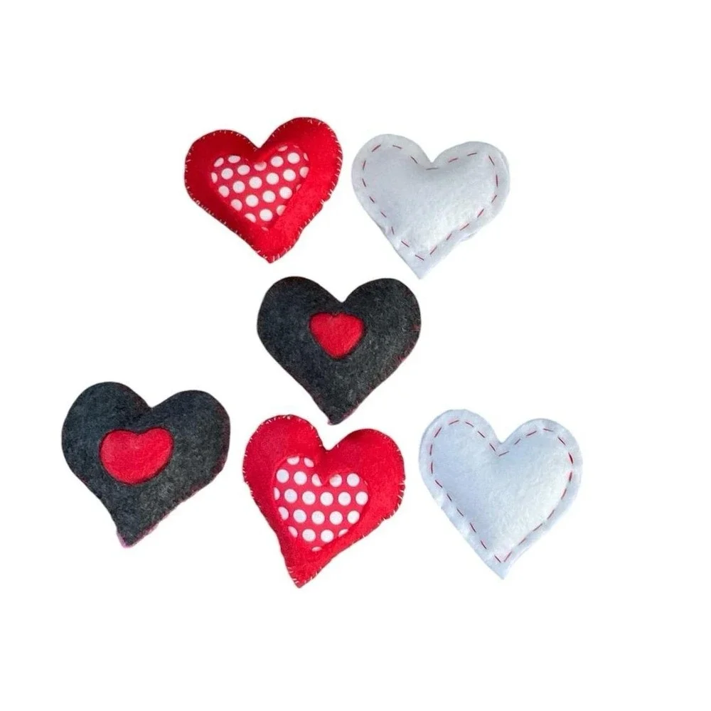 Heart Bowl Fillers Ornies Hand Crafted Valentines Felt Hearts Home Decor